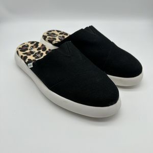 TOMS Womens Alpargata Mallow Mule Sneaker Shoes Casual Black/Leopard 10 M